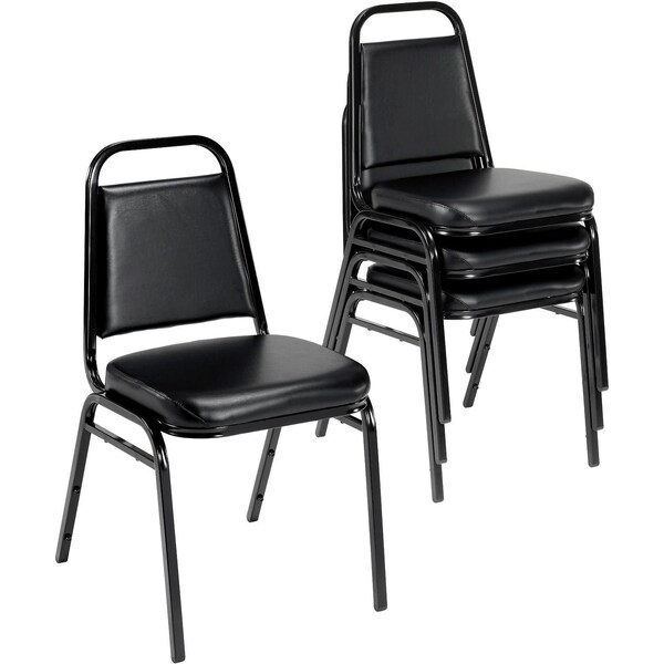 Interion By Global Industrial Interion Banquet Chair with Square Back, Vinyl, 2-1/2in Seat Thickness, Black 695863 - main